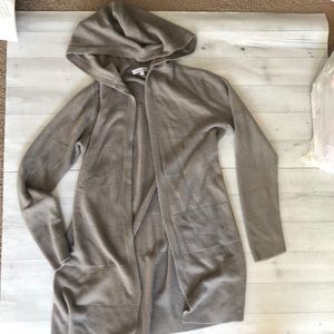 Grey hooded duster cardigan sweater small